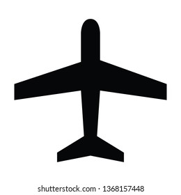 A black and white vector silhouette of an aeroplane