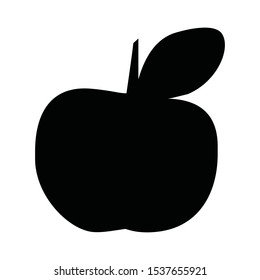 A black and white vector silhouette of an apple