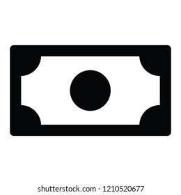 A black and white vector silhouette of a bank note