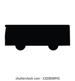 A black and white vector silhouette of a bus