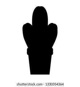 A black and white vector silhouette of a cactus