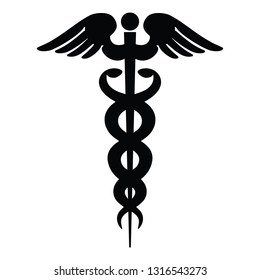 Black White Vector Silhouette Caduceus Stock Vector (Royalty Free ...