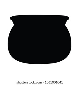 A black and white vector silhouette of a cauldron