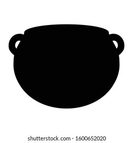 A black and white vector silhouette of a cauldron