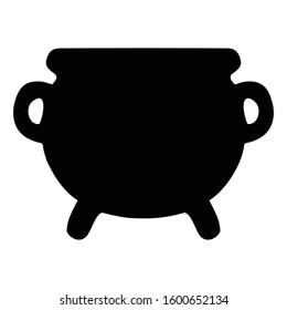 A black and white vector silhouette of a cauldron