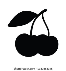 A black and white vector silhouette of a cherry