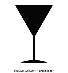 A black and white vector silhouette of a cocktail glass