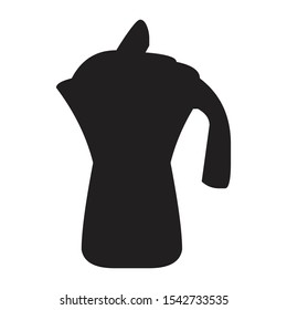 A black and white vector silhouette of a coffee pot