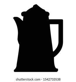A black and white vector silhouette of a coffee pot