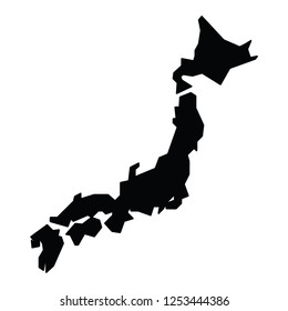 A black and white vector silhouette of the country Japan