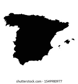 A black and white vector silhouette of the country of Spain