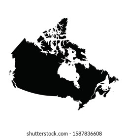 A black and white vector silhouette of the country of Canada