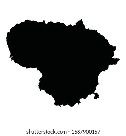 A black and white vector silhouette of the country of Lithuania