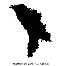 A black and white vector silhouette of the country of Moldova