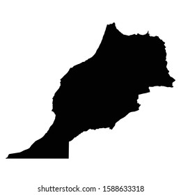 A black and white vector silhouette of the country of Morocco