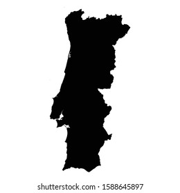 A black and white vector silhouette of the country of Portugal