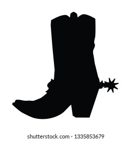A black and white vector silhouette of a cowboy boot