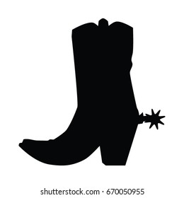 A black and white vector silhouette of a cowboy boot