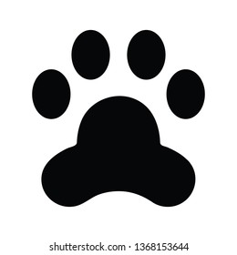 A black and white vector silhouette of a cute little four toed paw print