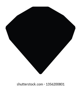A black and white vector silhouette of a diamond