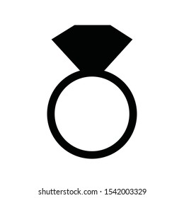 A black and white vector silhouette of a diamond ring