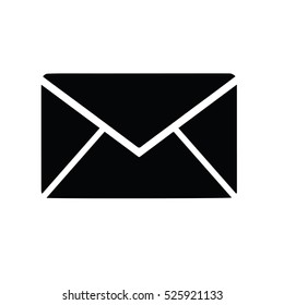 A black and white vector silhouette of an email/envelope symbol