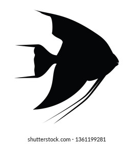 A black and white vector silhouette of a fish