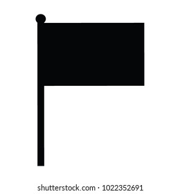 A black and white vector silhouette of a flag on a pole