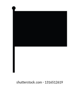 A black and white vector silhouette of a flag on a pole
