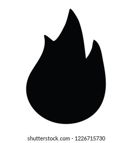 A black and white vector silhouette of a flame