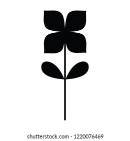 A black and white vector silhouette of a flower