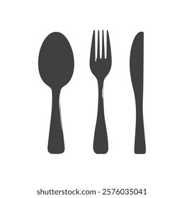 Black and White Vector Silhouette of a Fork and Spoon
