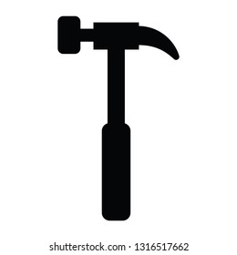 A black and white vector silhouette of a hammer