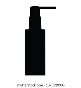 A black and white vector silhouette of a hand soap dispenser 