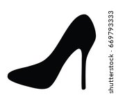 A black and white vector silhouette of a high heel shoe
