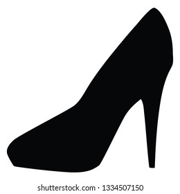 A black and white vector silhouette of a high heel shoe