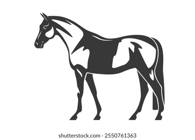 Silueta de Vector blanco y negro de un caballo