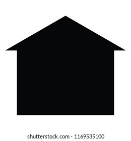 A black and white vector silhouette of a house