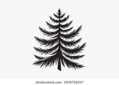 Eine Schwarz-Weiß-Vektorgrafik-Silhouette einer Kiefer