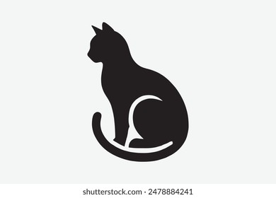 A black and white vector silhouette illustration of a Cat