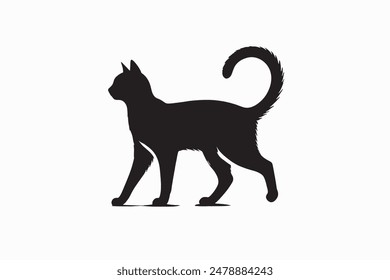 A black and white vector silhouette illustration of a Cat