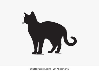 A black and white vector silhouette illustration of a Cat