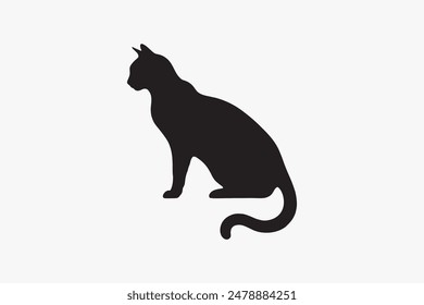 A black and white vector silhouette illustration of a Cat