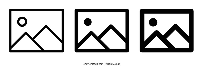 A black and white vector silhouette of an image. Picture icon. Photo icon set.