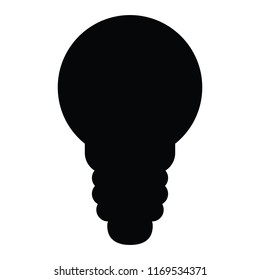 A black and white vector silhouette of a light bulb