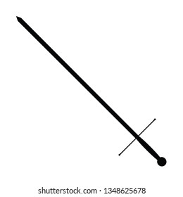 A black and white vector silhouette of long bladed sword