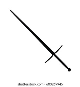 A black and white vector silhouette of long bladed sword