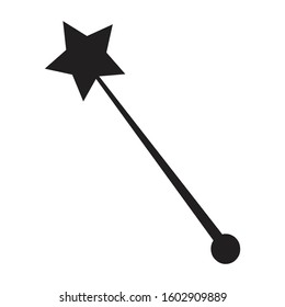 A black and white vector silhouette of a magic wand