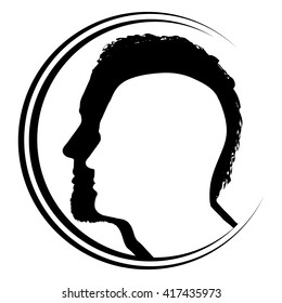 black and white vector silhouette man logo 