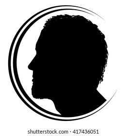 black and white vector silhouette man logo 